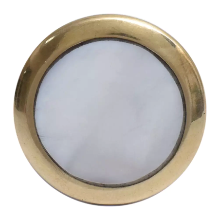 White Shell Brass Dresser Knob